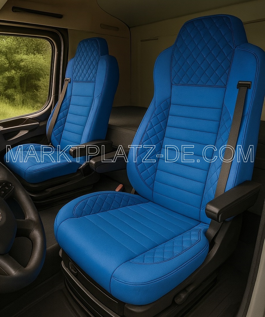 2 x Bilklädsel för Mercedes Actros Arocs MP4 MP5 2015-2025 Lastbil Bla Läder Textil