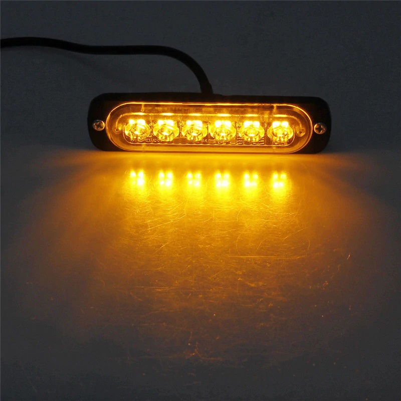4 x 6 Led Varningsljus Blixtljus Strobe Ljus Gul Lampor med Fjärrkontroll 12V 24V