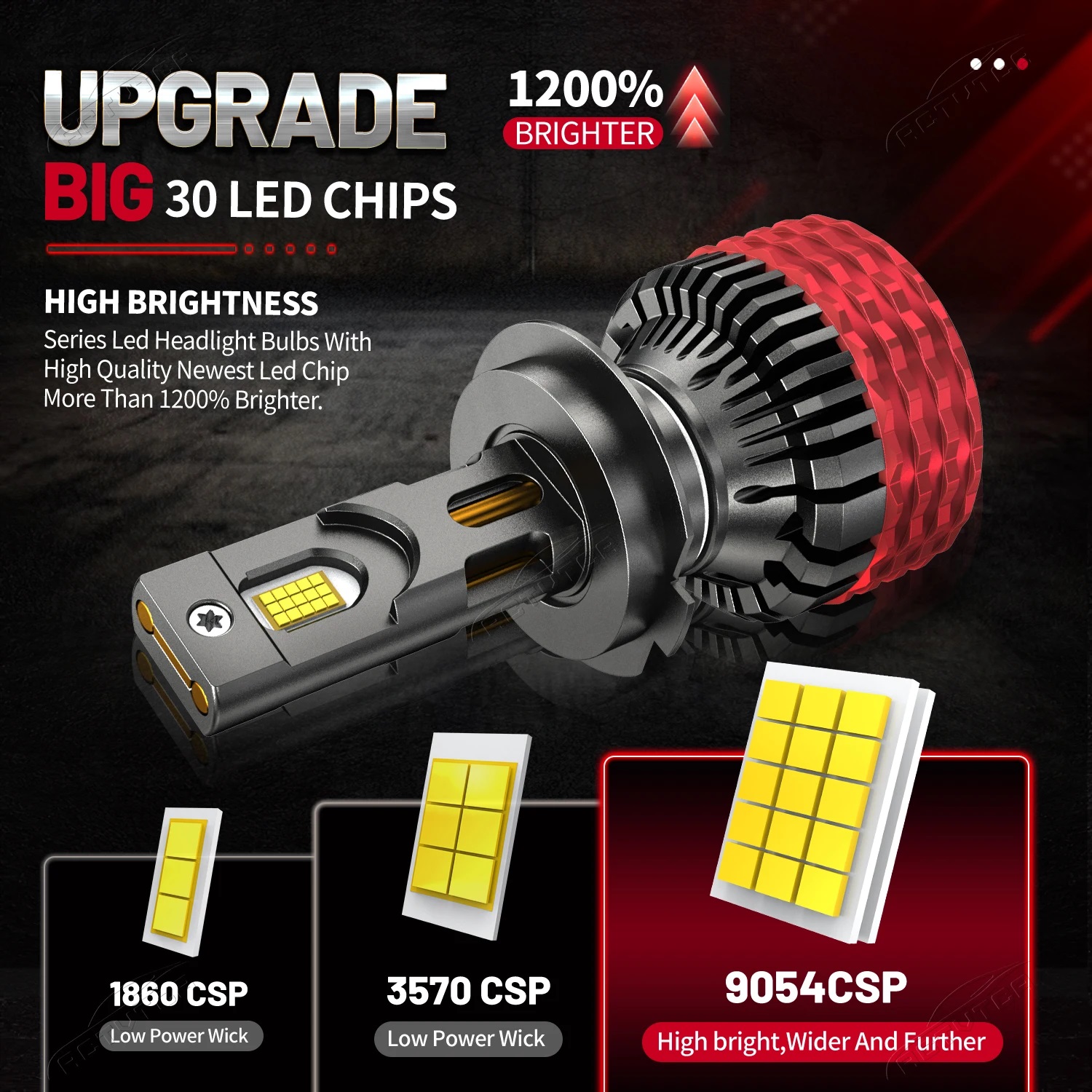 2 x LED H4 12V 30000LM 120W 6500K Luces Bombillas Luz Lampara de Automóviles Camiones Coche Luces Bajas y Altas