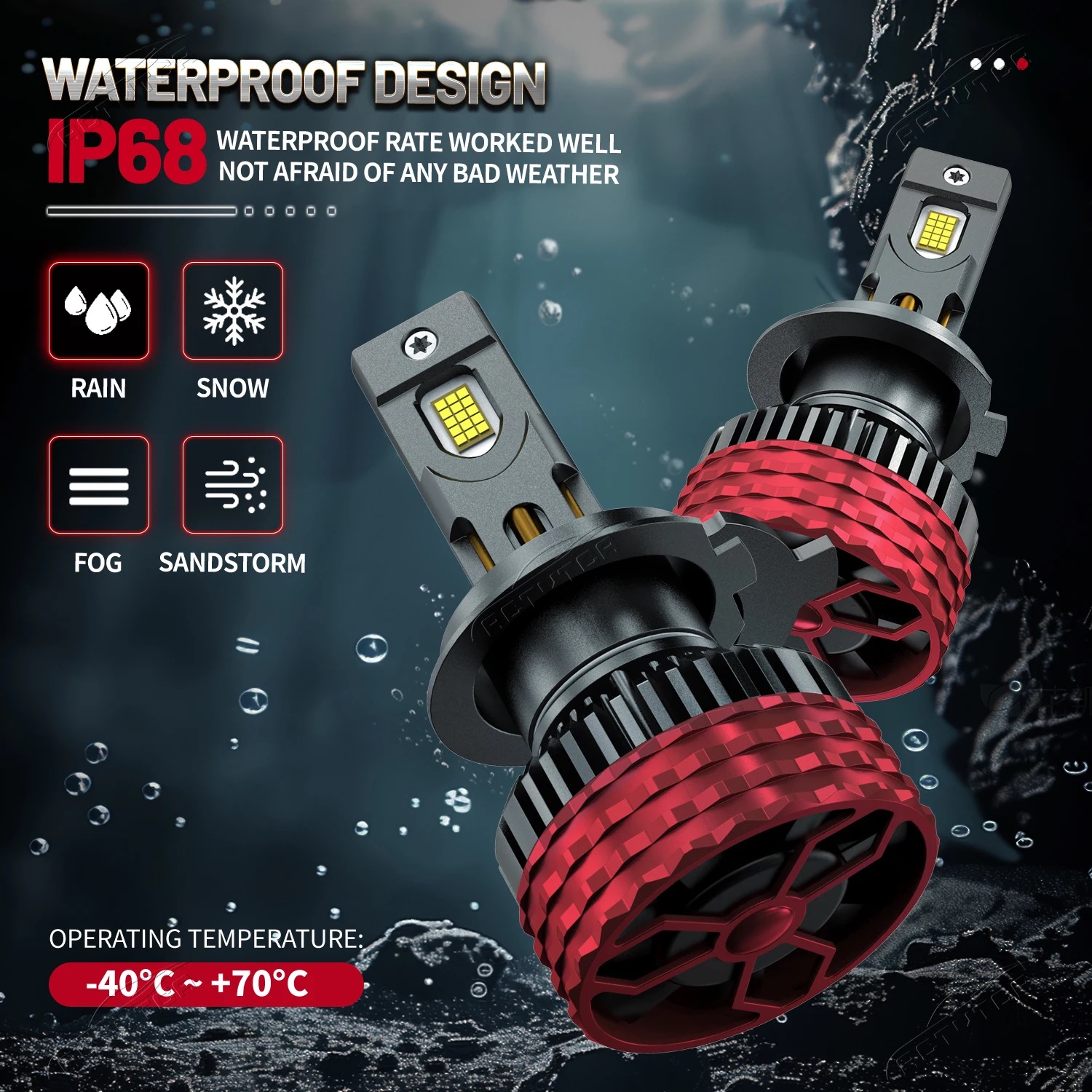 2 x LED H4 12V 30000LM 120W 6500K Ljus Lampa Bilstrålkastare Lyspærer Strålekaster Lasbil Moto Halv/Och Helljus