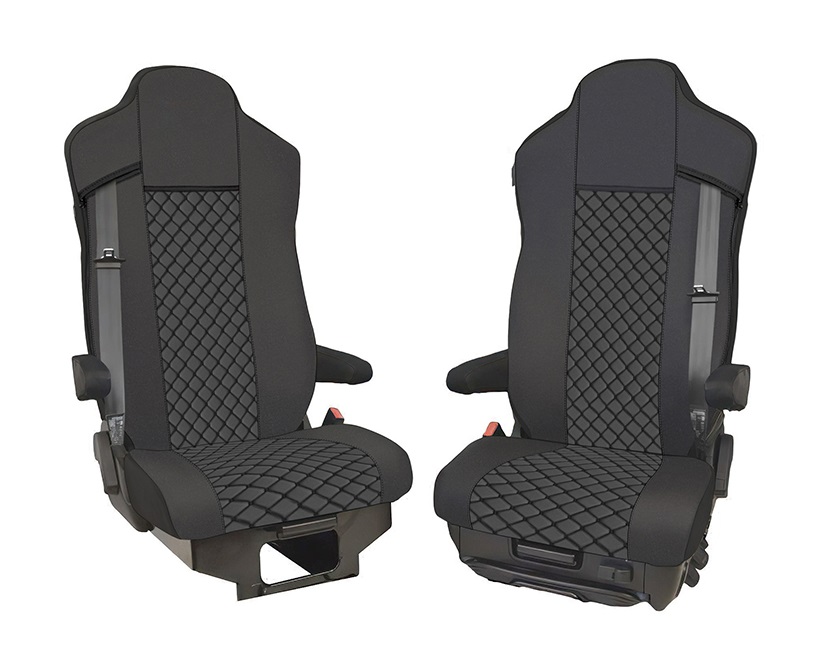 2x Cubre Asientos para IVECO S-WAY 2021+ Camiones Negro Cueros