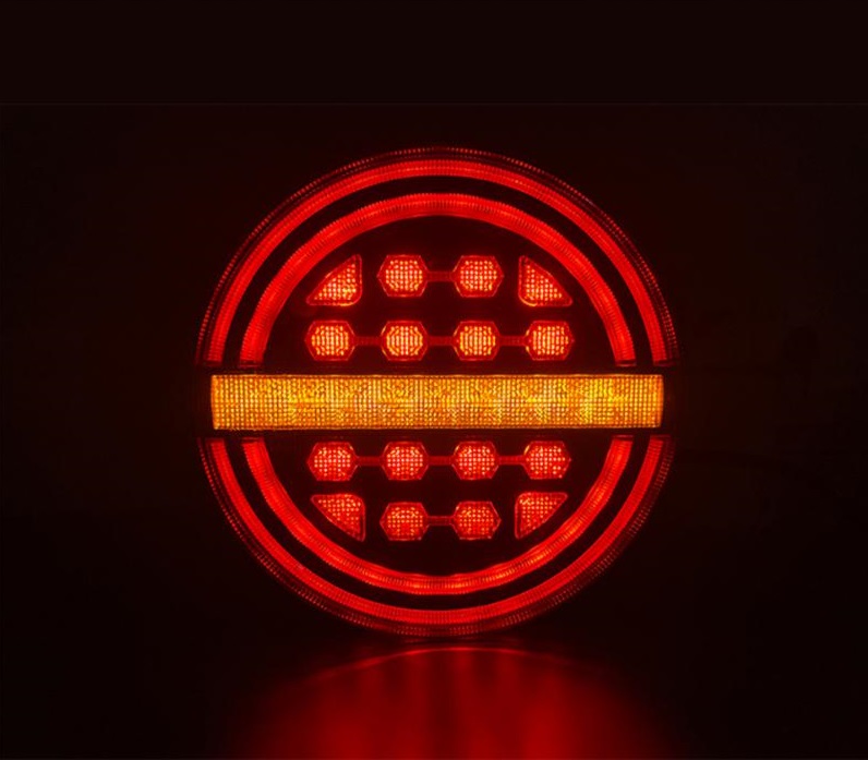 2 x Led Feux Arrière Rond Neon pour Remorque Camion Dynamic 139mm 12V 24V