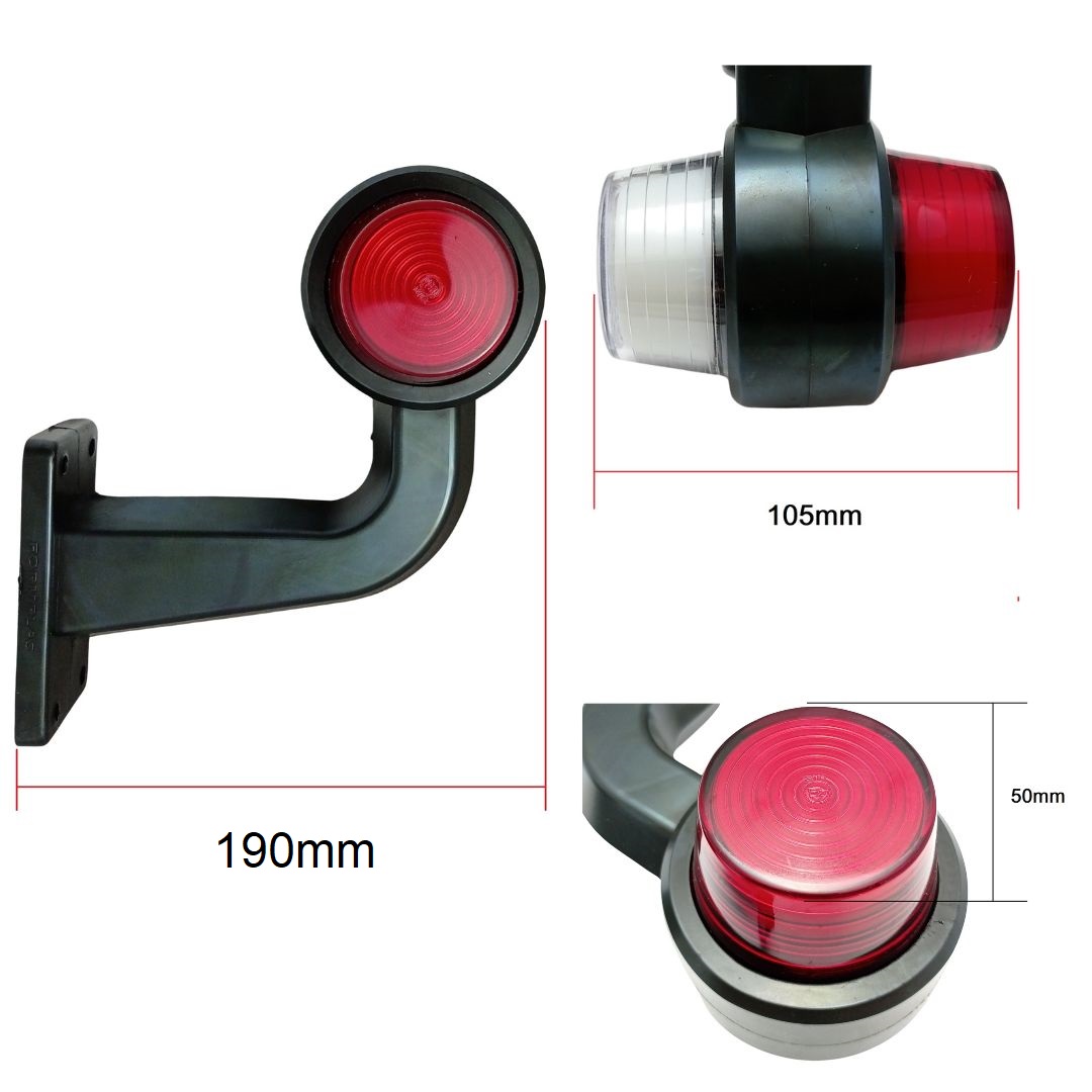 2 x LED Rosu Alb Lumină Latura Lampe Gabarit Remorca Camioane 12V 24V