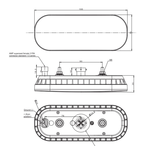 2 x LED Dynamic Baklykter Baklampa Med Kabel Tilhenger lastebil 12v 24v