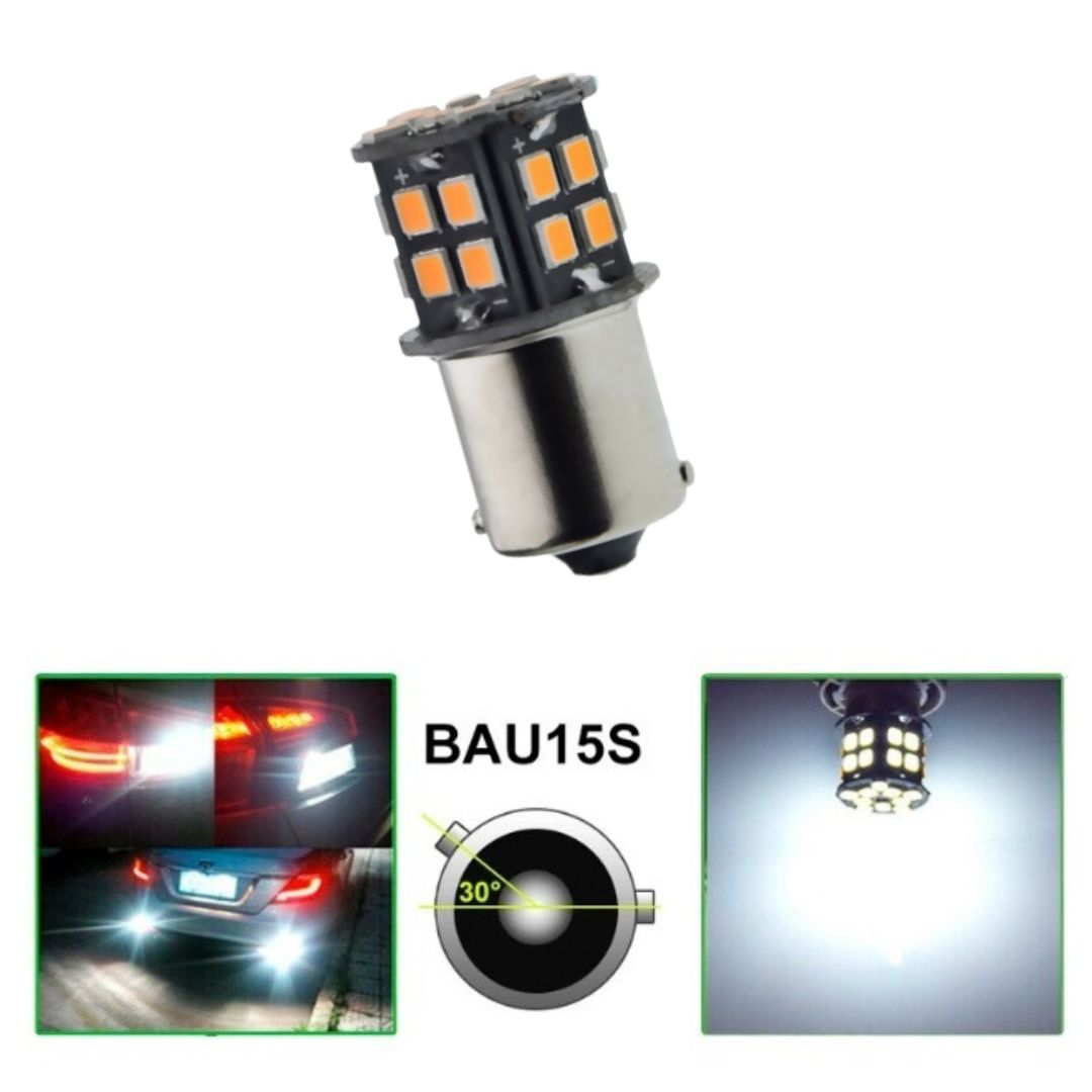 LED 30 SMD BAU15S PY21W 1156 Canbus Luces Bombillas Coche Luz Piloto Traseras Blanco 12V 24V