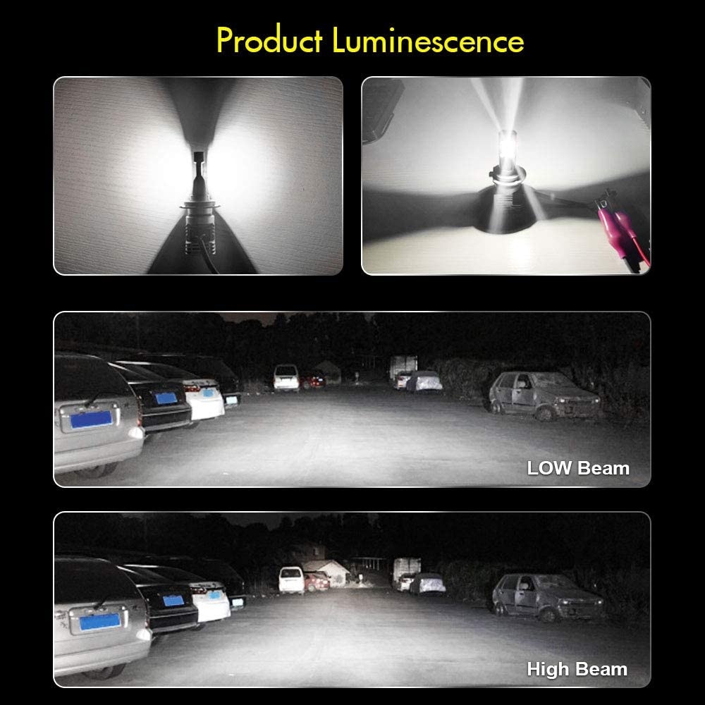 2 x LED H7 Feux Ampoules Lampe Feux de Camion Voiture Véhicule Phares Hi/Low Beam 50w 5000lm 6500K 12V 24V