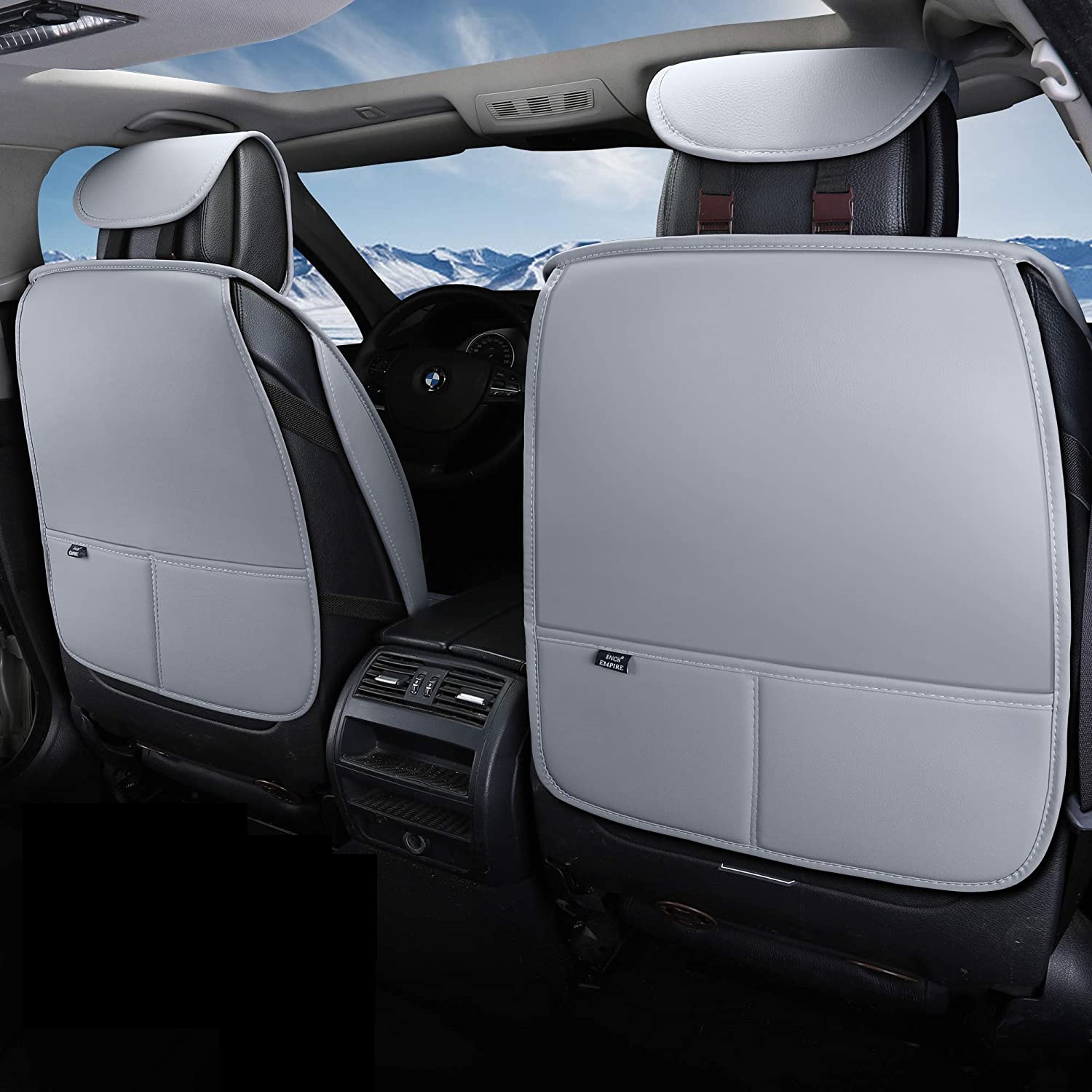  2 x  LUX Seat covers for Cars Universal Grey Eco Leather 