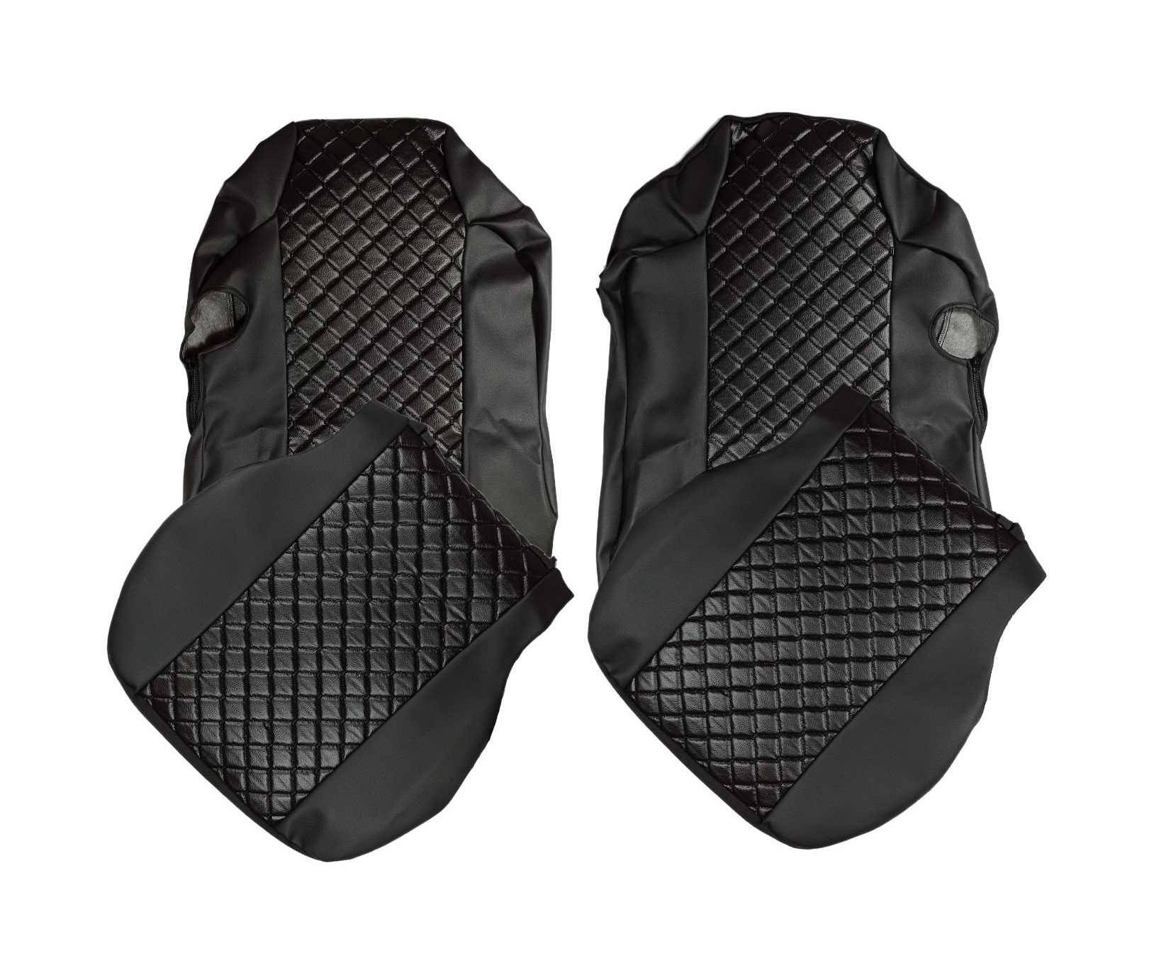 2 x Seat covers for Mercedes Actros MP4 Truck Black Leather