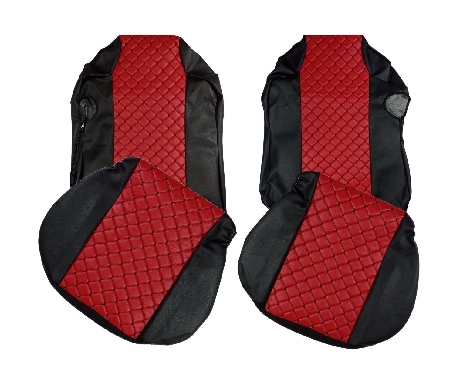 2 x Seat covers for Mercedes Actros MP4 Truck Black Red Leather
