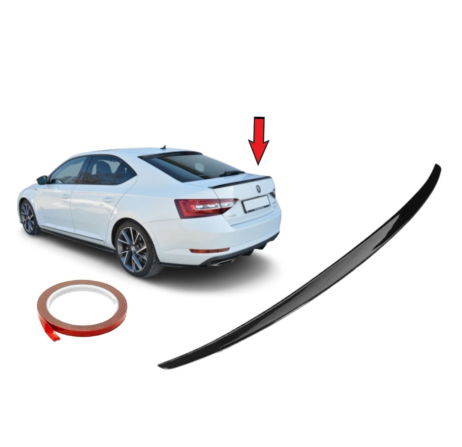 Aileron Arrière pour SKODA SUPERB 2015-2020 Levre Becquet Brillant Noir Sport Tronc 