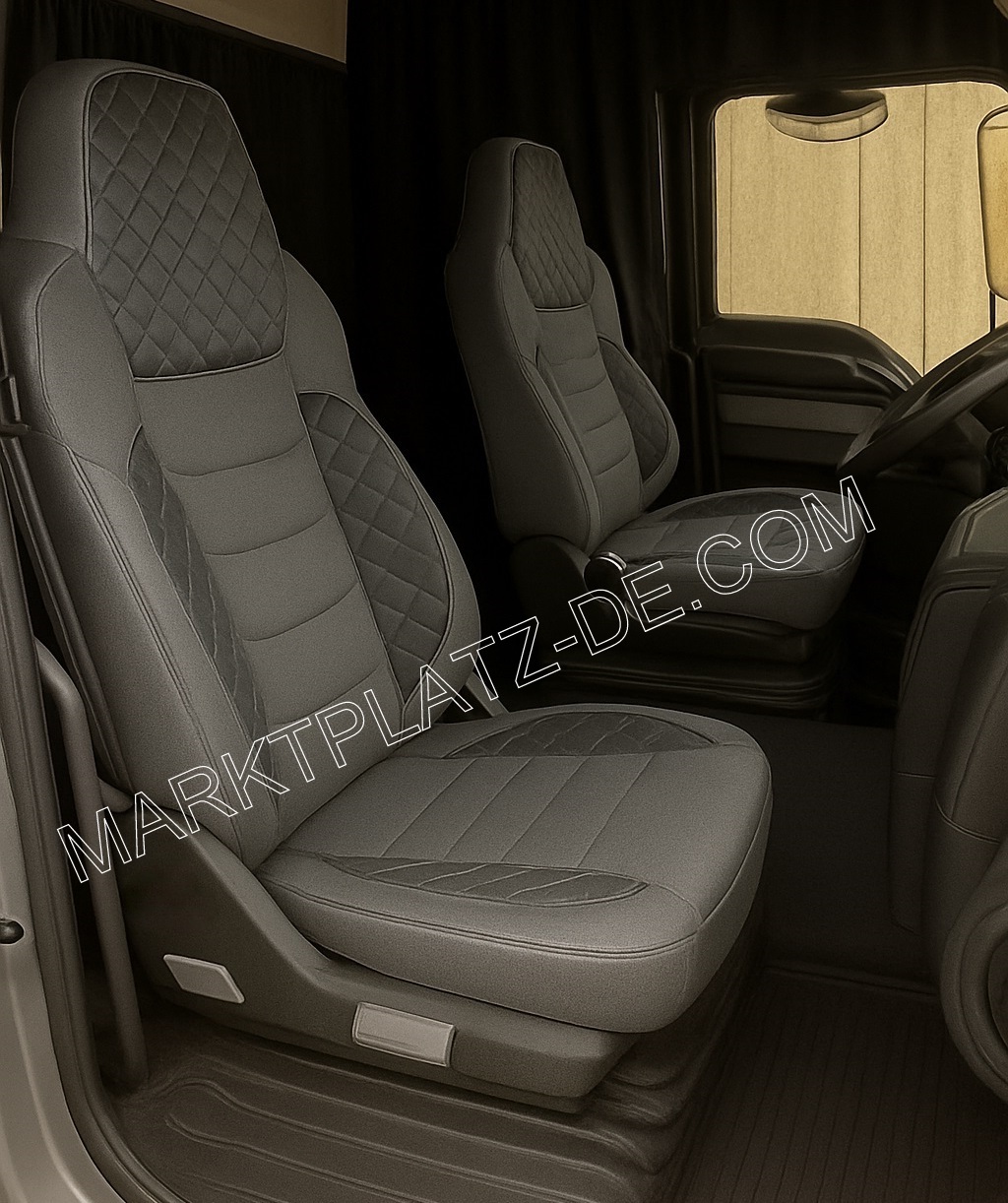 LUX Huse Scaune pentru MAN TGX TGS TGL 2021+ EURO 7 Camioane Gri Piele si Textil