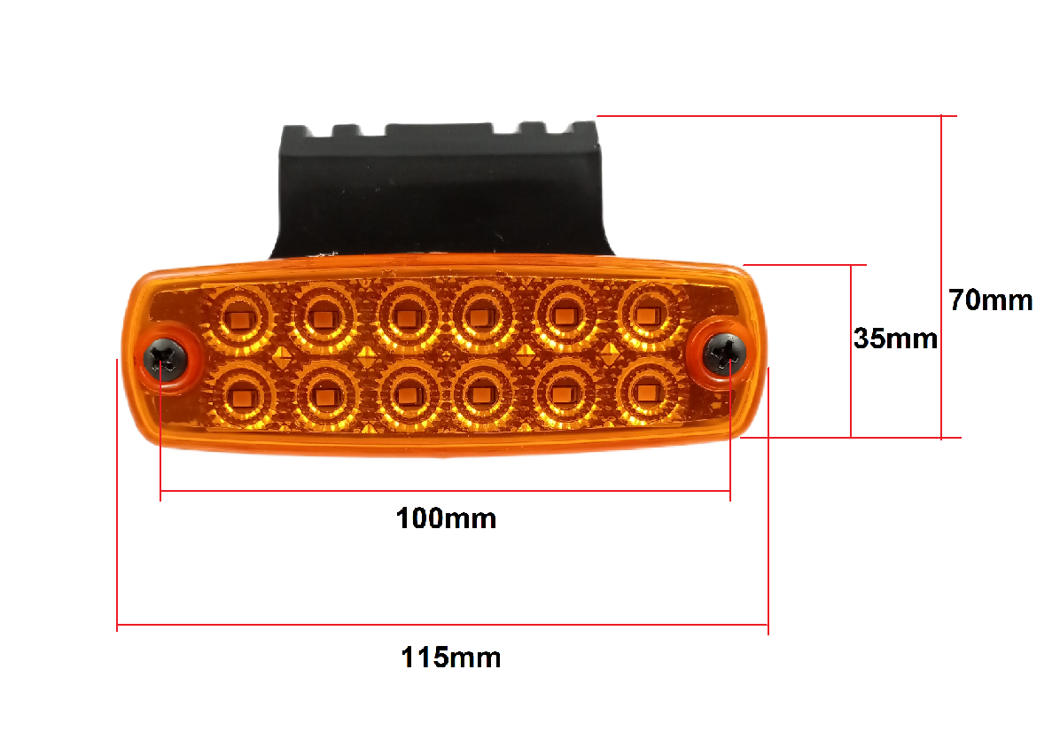 12 Led 12v 24v Luces Lampara Laterales Remolque Camioin Ambar Reflector Amarillo