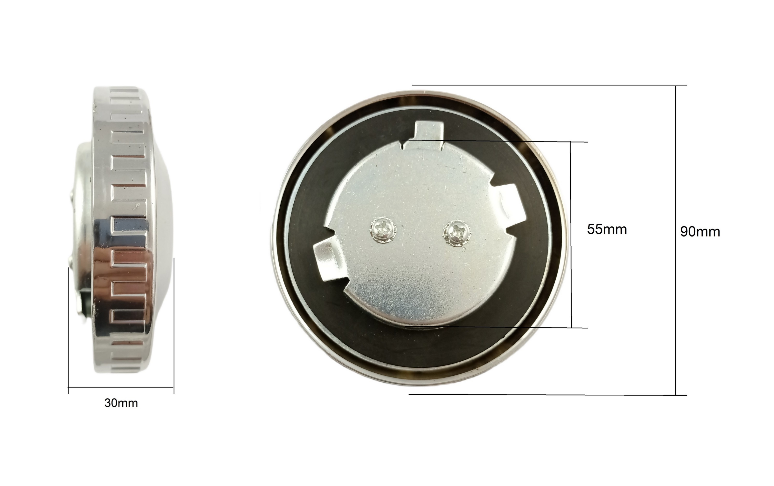 Tapón de tanque,Tapón del depósito de combustible con 2 llaves Cromado Bloqueo 55/90MM