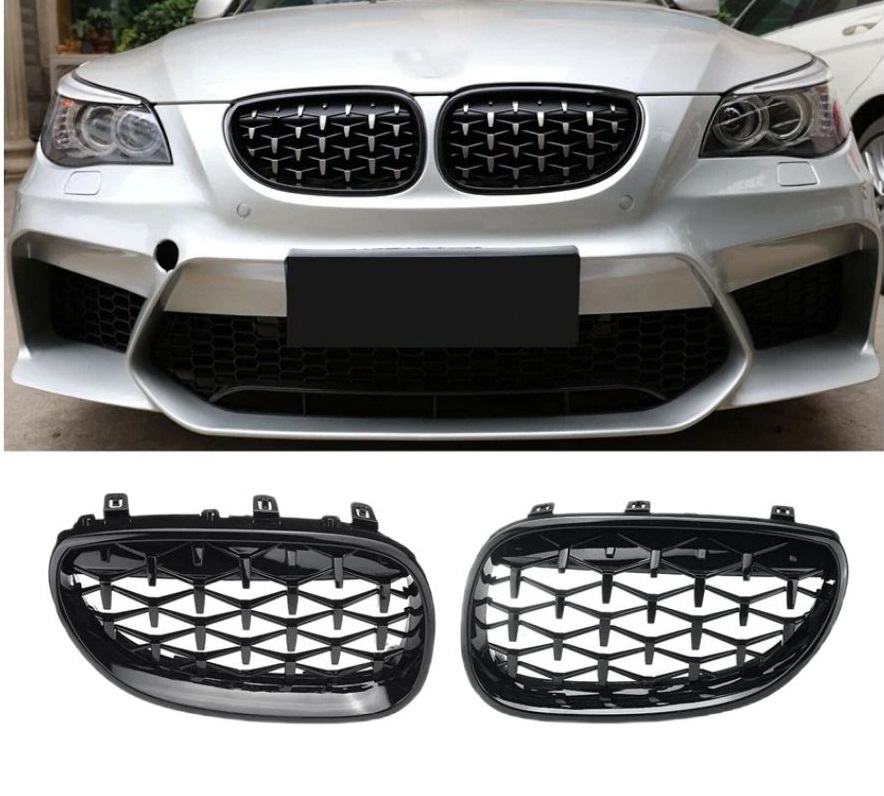 Rejilla Frontal para BMW E60 E61 Diamond Style Negro
