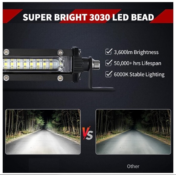 36 LED BAR Barre 332mm 108W SPOT Phares de travail Feux Barre 10-30V Projecteur Luminieuse SUV