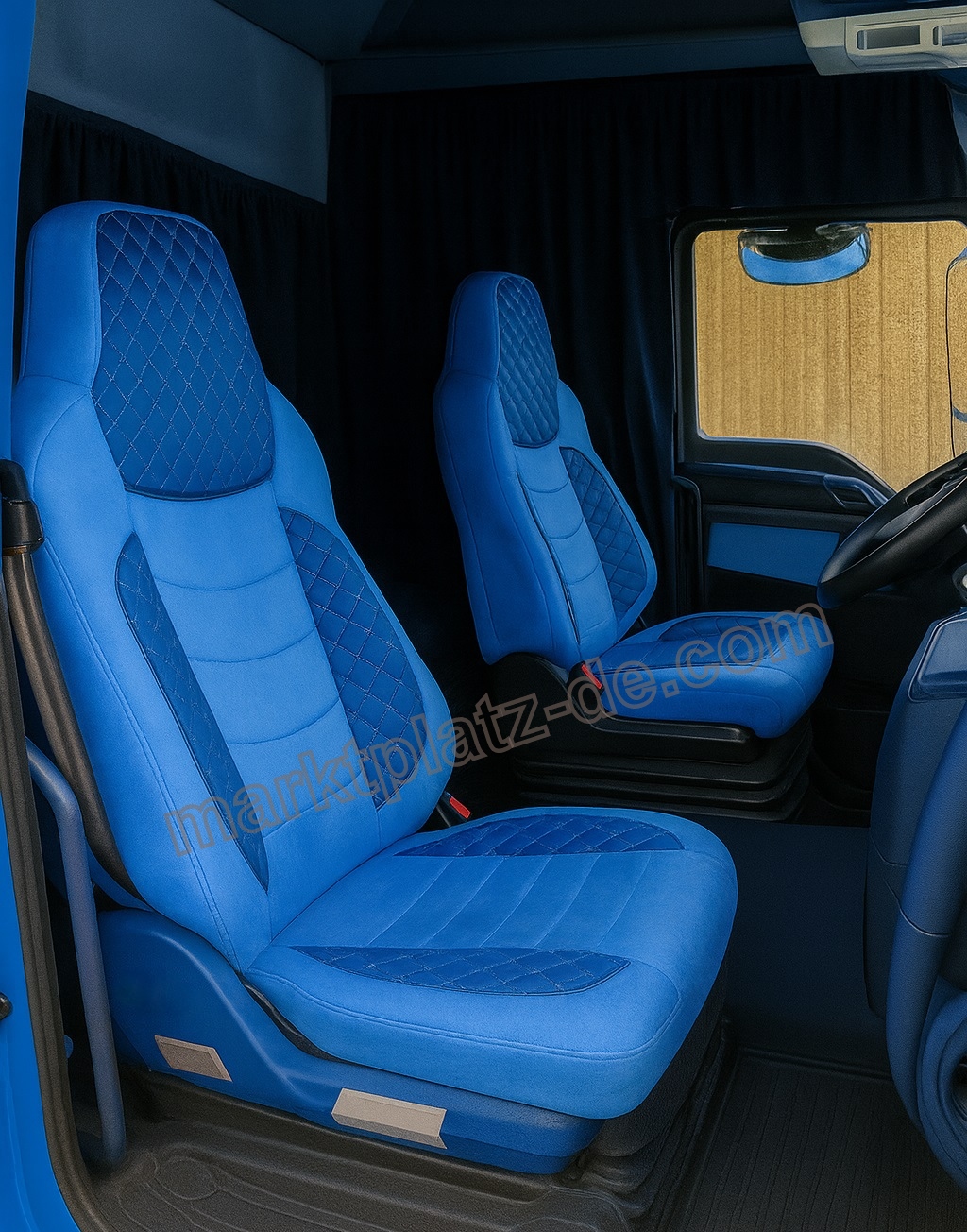 LUX Seat Covers for MAN TGX TGS TGL 2021+ EURO 7 Truck Blue Leather Textil