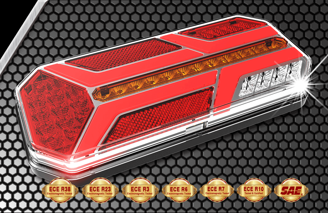 LED Dynamic Bakljus Baklampa Tilhenger lastebil 12v 24v