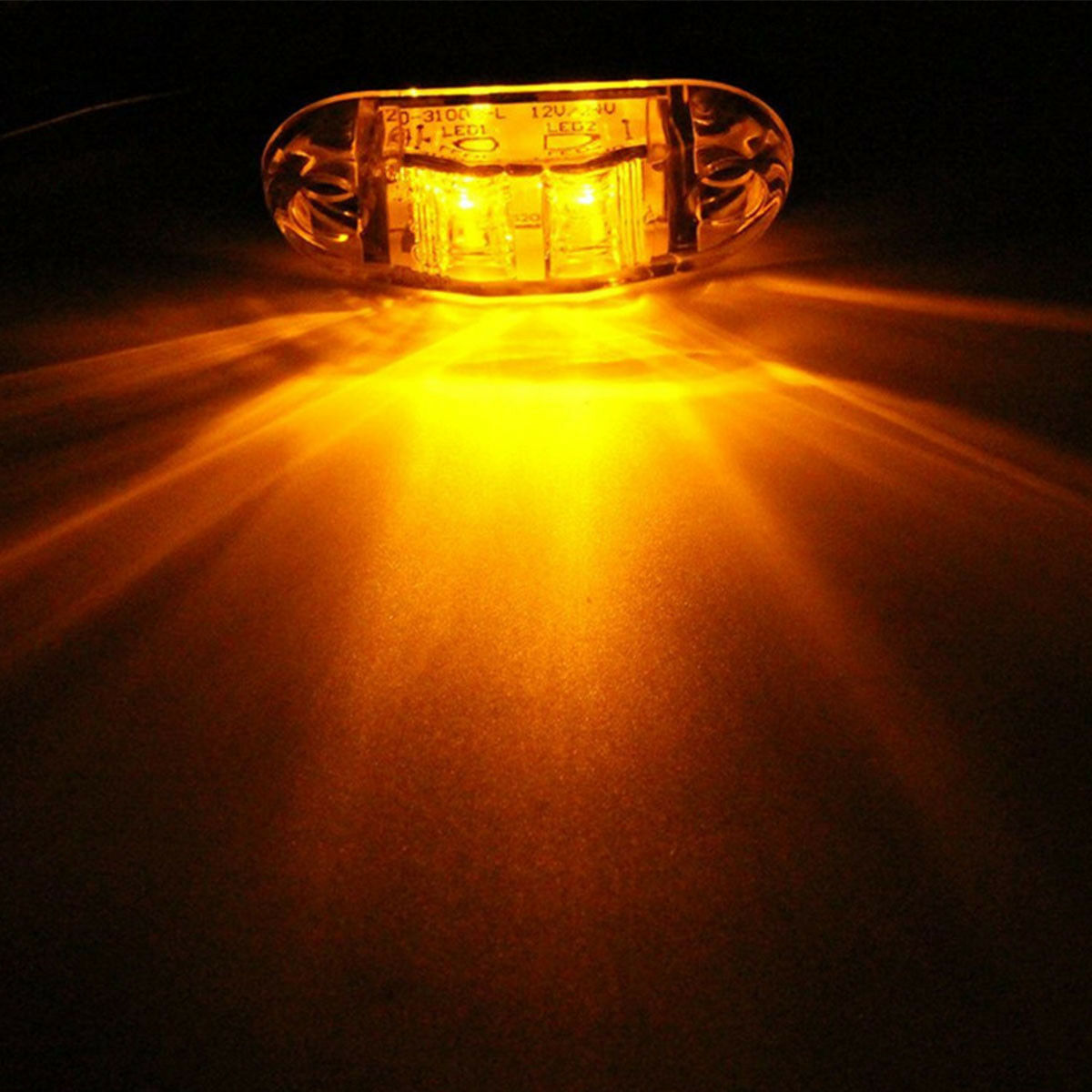 2 LED 12V  Sidomarkeringsljus Sida Gul