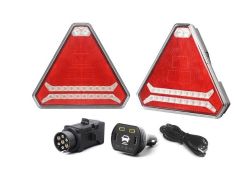 2 x Wireless Neon LED Trekantet Magnet Markeringslys lastebil,Baklykt tilhenger 12v 24v