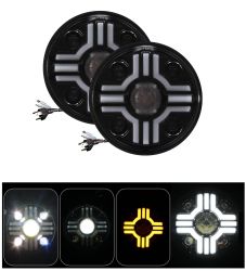 2 x LED Redondas Luces Faro Delantero 178mm/7inch 50W Hi/Low/DRL/Intermitente Halo Lampara Moto Coche 12V 24V