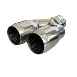 Doppelt Auspuffblende ∅61mm Endrohr Verchromt Silber 