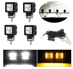4 x LED Arbeitsscheinwerfer Hallo Lampe Weiß DRL Orange 12V 24V Flood Beam Leuchten 