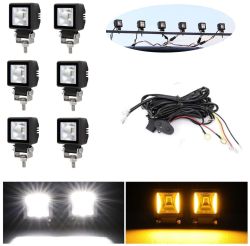 6 x LED Arbeitsscheinwerfer Hallo Lampe Weiß DRL Orange 12V 24V Flood Beam Leuchten 