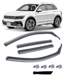 Windabweiser Deflektoren für VW TIGUAN 2016 - 2024 Transparent Schwarz PKW 4-tlg. Satz