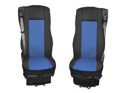 2x Bilklädsel för DAF XF 106 2015-2021 Lastbil Svart Bla Läder