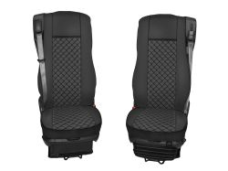 2x Sitzbezüge für DAF XF 106 2015-2021 LKW Schwarz Leder
