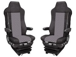 2x Sitzbezüge für IVECO STRALIS HI-WAY 2005-2019 LKW Schwarz Grau Leder