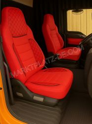 LUX Huse Scaune pentru MAN TGX TGS TGL 2021+ EURO 7 Camioane Rosu Piele si Textil