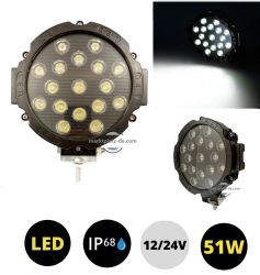 LED Round Work Light 51W Lamp Fog Offroad Driving Light Black