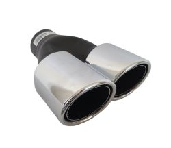 Sortie D'Echappement 255mm Noir Argent Chrome Double 