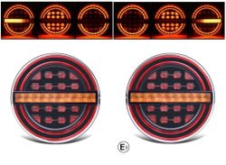 2 x Led Anhänger Lkw Pkw Rund Neon Rückleuchten Dynamic 139mm 12V 24V
