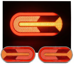 2 x Lkw LED Anhänger Dynamic Rückleuchten 4 Funktionen Leuchten 12v 24V E9