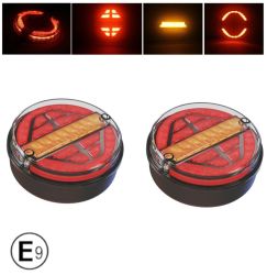 2 x Led Anhänger Lkw Pkw Rund Neon Heckleuchten Dynamic 139mm 12V 24V