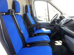 2+1  Sitzbezüge für FORD TRANSIT 2013+ Van Schwarz Blau Textil