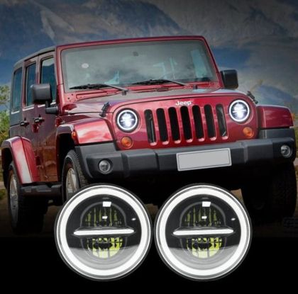 2 x LED Runden 178mm/7inch 75W Hi/Low/DRL/Blinker Halo Scheinwerfer Hauptscheinwerfer Lampe 12V 24V