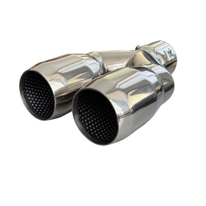 Double Sortie D'Echappement ∅61mm Argent Chrome 