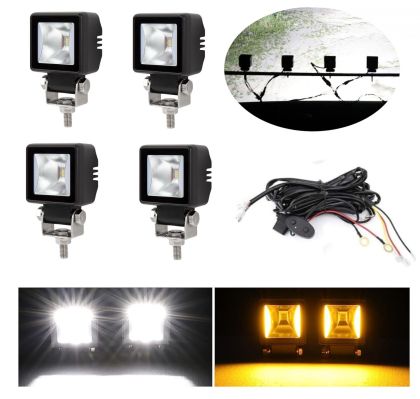 4 x LED Work lights Hallo Lamp White DRL Orange 12V 24V Lamp Flood Beam Light Lamp 