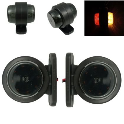 2 x LED Rosu Galben Lumină Latura Lampe Gabarit Remorca Camioane 12V 24V Sticlă Neagră Afumată