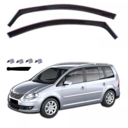 Windabweiser Deflektoren für VW TOURAN 5D 2003 - 2015 Transparent Schwarz PKW 2stk.