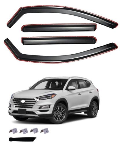 Déflecteur de vent et pluie pour HYUNDAI TUCSON III 5D 2015-2020 Voiture Auto Noir transparent 4 pièces 