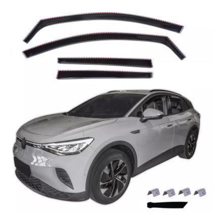 Déflecteur de vent et pluie pour VW ID.4X 2021+ Voiture Auto Noir transparent 4 pièces 