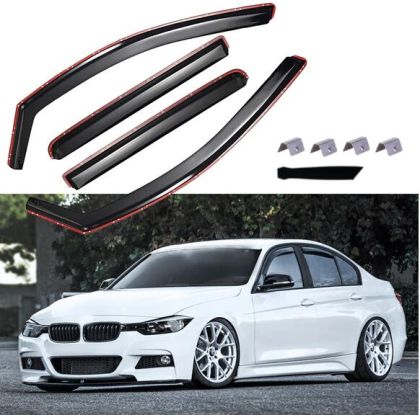 Paravanturi de vânt pentru BMW 3 F30 2012-2019 Auto Masina Negru transparent 4 buc.