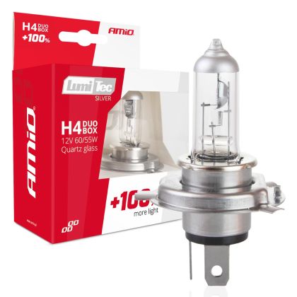 2 x H4 Halogen12V 60/55W LumiTec SILVER +100% DUO Ljus Lampa High Low Beam Bilstrålkastare Lyspærer Strålekaster Lasbil Moto 
