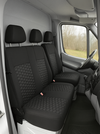 Huse pentru MERCEDES SPRINTER 2006-2018 Van Negru Piele Textile