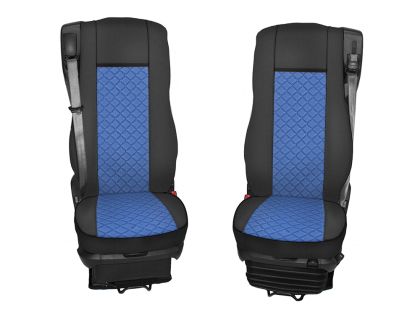 2x Bilklädsel för DAF XF 106 2015-2021 Lastbil Svart Bla Läder