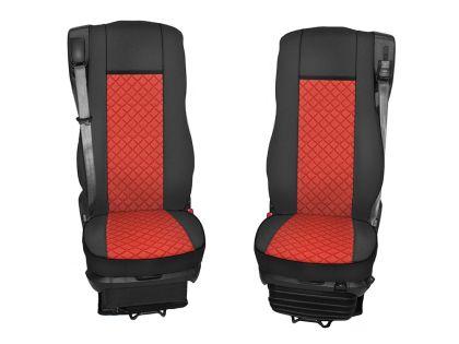 2x Bilklädsel för DAF XF 106 2015-2021 Lasbil Svart Röd Läder